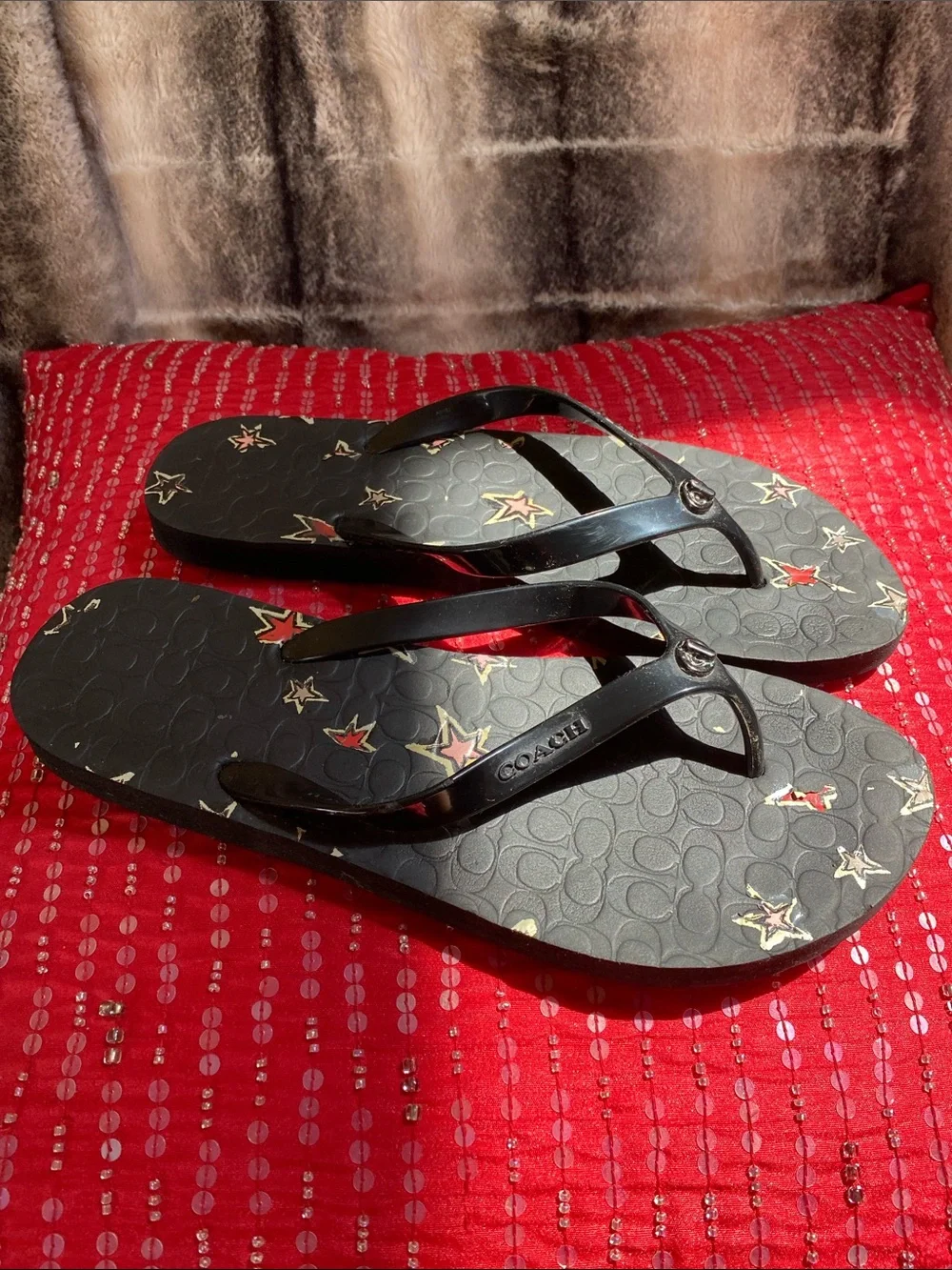 Coach Black Logo Beach Slides